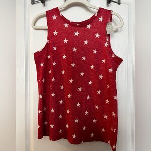 Maurices Riverside White‎ Stars red Tank Top Size small strappy back NWT